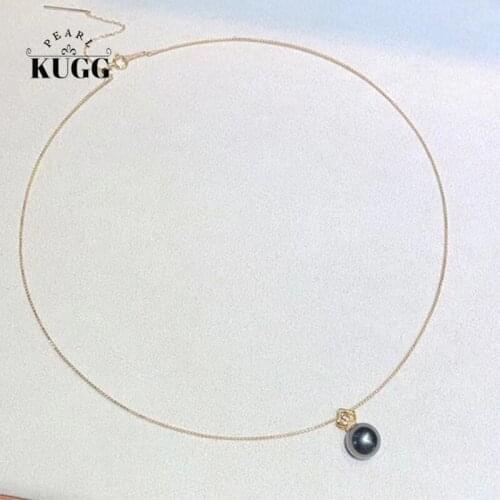 KUGG PEARL 18K Yellow Gold Torques Necklace Natural Tahiti Black Pearl Jewelry Women Crown Design Necklace Choker