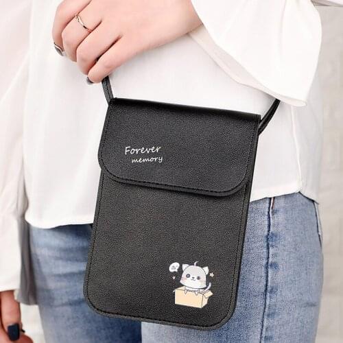 Fashion Small Crossbody Bags Women Mini PU Leather Shoulder Messenger Bag For Girls Solid Cartoon Print Ladies Phone Purse Flap