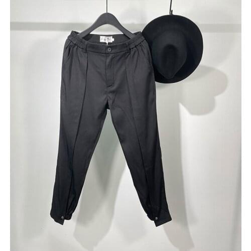 Owen Seak Men Casual Pencil Pants High Street Wear Mens Clothing England Sweatpants Preppy Autumn Winter Cross Black Pants