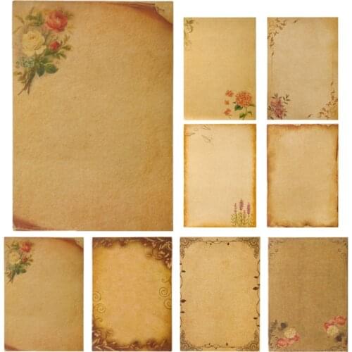 16pcs Vintage Kraft Letter Paper Creative Flower Writing Letter Pad Wedding Birthday Party Invitation Card Message Letter Paper