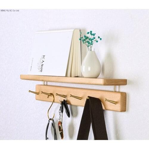 Walnut Brass Hook Key and Mail Holder Wall Bathroom Accessories Bathrobe Hook Living Room Wall Hanging Storage Rack Key Hook