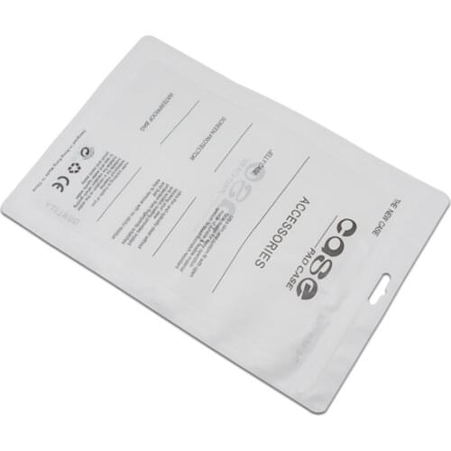 19x28cm Tablet Case Packaging Plastic Bag Pouch White Zip Lock With Hanging Hole PC CASE Electronic Bag For iPad Mini 2 4