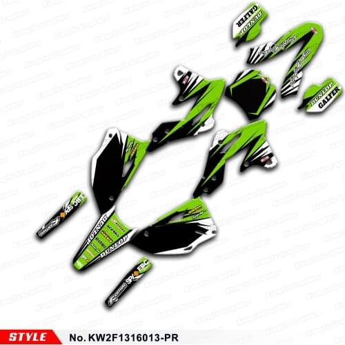 Aftermarket Waterproof Stickers Motorcycle Vinyl Decals for KX250F KX 250F 2013 2014 2015 2016, Style No.KW2F1316013-PR