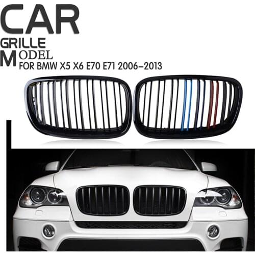 Front Racing Kidney Grill Double Slat Black Sport Grille Fit For BMW X5 E70 X6 E71 2007-2013,Car Accessories Replacement Part