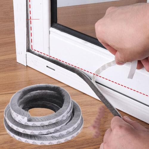 1 Meter Self-Adhesive Sealing Wind-Proof Brush Top Strip For Home Door Air Stop Bottom Window Sound Insulation Gasket