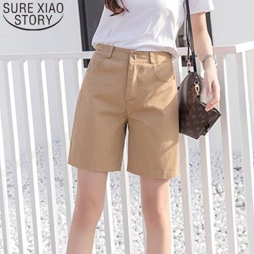 2021 Summer Plus Size Bottoms Shorts Women Solid Cotton Office Lady Shorts Casual Fashion Loose Cotton Wide Leg Shorts 8737 50