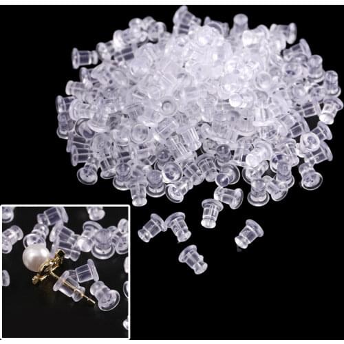 1000pcs Silicone Rubber Earring Clasp Transparent Ear Nut Plugging Earrings DIY Backs Jewelry Findings Accessories Materials