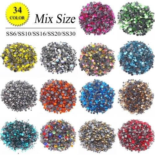 Multi Color SS6-SS30 Glass Strass Crystal DMC Hot Fix Rhinestones Iron On Stones Flatback Clear Hotfix Rhinestones For dress