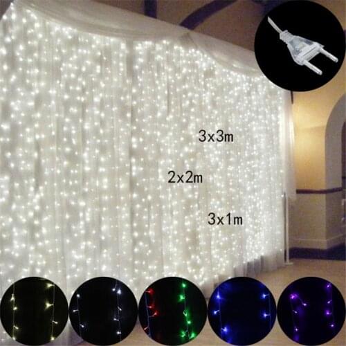 2021 Christmas Light for Room LED Curtain Light String New Year 2022 Fairy Garland Wedding Holiday Party Outdoor Decoration