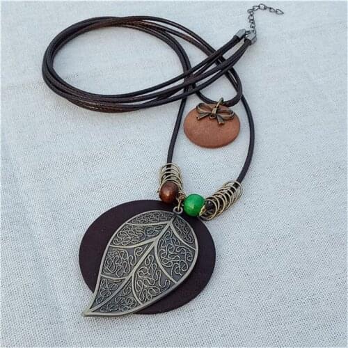 Vintage leaf woman statement necklaces & pendants,long Necklace wood jewelry collier collares mujer necklace women gargantilha