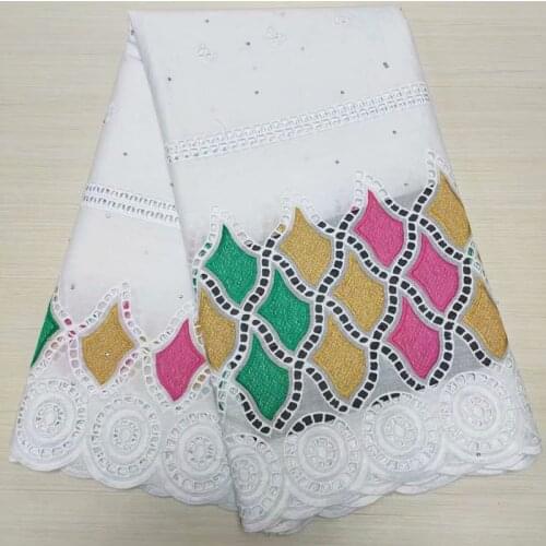 High Quality African Nigerian Tulle Lace Fabric Wedding Party Gown Dress Swiss100% Cotton Fabric Embroidered Damask 2.5Yards