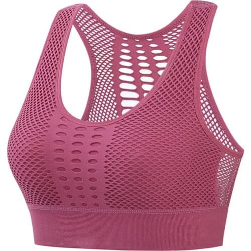 Womens Seamless Sports Bra High Impact Mesh Openwork Workout Crop Athletic Tops Longline Yoga Bras can CSV