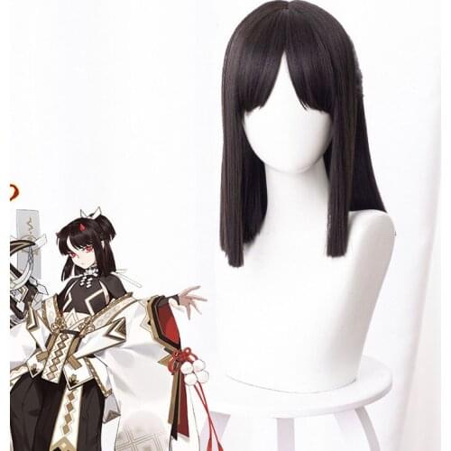 Onmyoji Master Tian Jians Heart-cut Ghost Cut sp Milk Cut Too Black Brown Ponytail Cos Wig Anime Cosplay Game Kawaii Black Wig