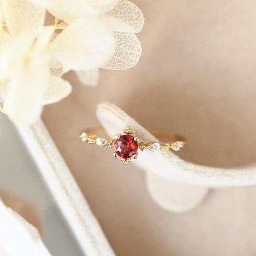 Original design geometric inlaid ruby opening adjustable ring Japanese exquisite elegant charm womens silver jewelry