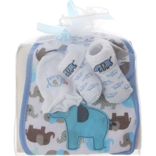 1 Bag Baby Cotton Bibs Towel Socks Sets Newborn Kids Burp Cloths+Socks +Anti-scratch Gloves Boys Girls Birthday Gift