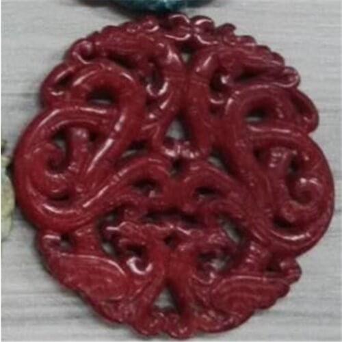 2021New Classic Sculpture Pendant Chinese Ancient Vintage Red Semi Precious 6mm Onyx Beads Stone Tassel Unisex Pendant Necklace