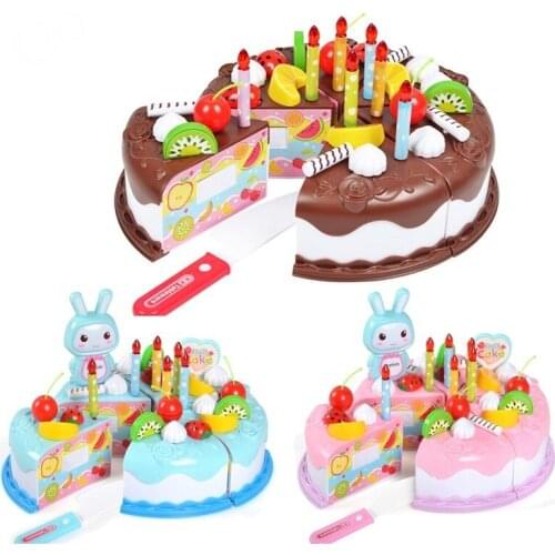 37pcs Kitchen Toys Cake Food DIY Pretend Play Fruit Cutting Birthday Toys for Children Plastic Educational Baby Kids Gift