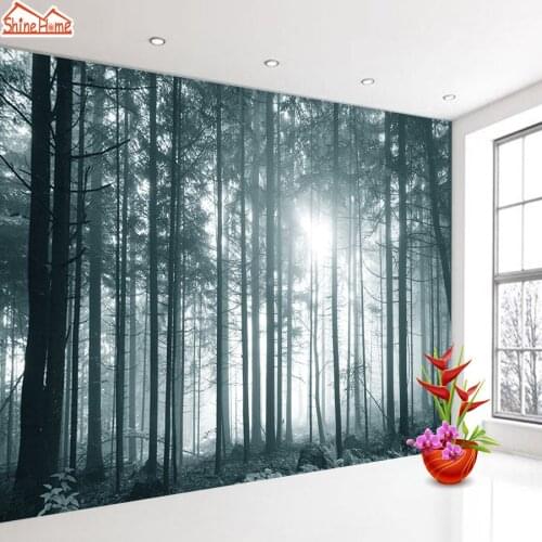 Natural Foggy Forest Walls Papers Home Decor Wall Paper 3d Wallpapers for Living Room Wallpaper Contact Peel Stick Murals Rolls