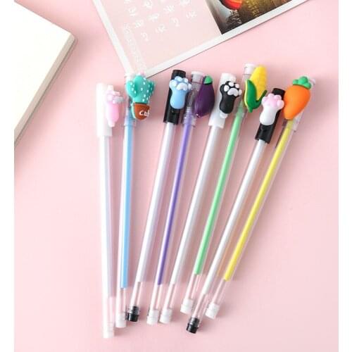50PCS Creative Student Stationery Cartoon Vegetable Claw Shape Signature Pen Black Gel Pens 0.5mm Office Accessories
