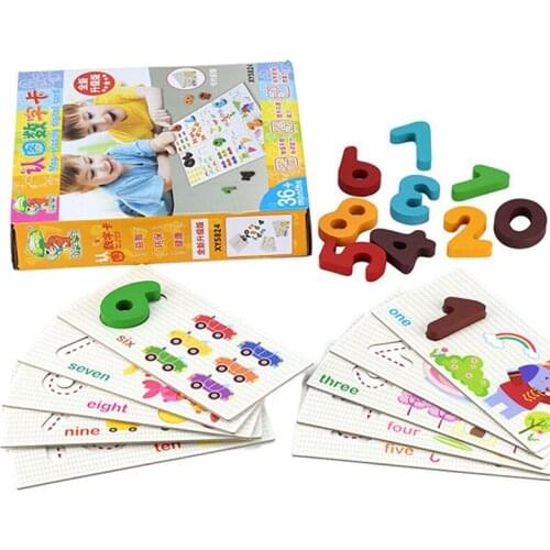 Digital Card Montessori Educational toy Wooden 3D Wooden Sensory Brain Trainingintelligence Jigsaw Intellectual LearningToy Gift