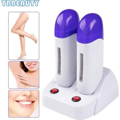 Double Depilatory Wax Heater With 2 Wax Cartridge Hot Body Hair Removal Roll On Depilation Waxing Machine Beauty Salon