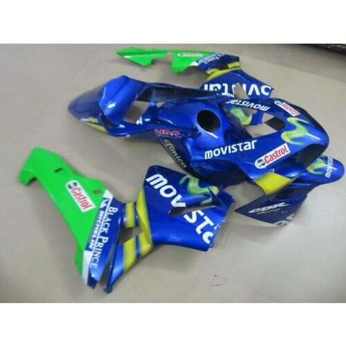 Injection mold bodywork fairing kit for Honda CBR600RR 03 04 blue green movistar plastic fairings set CBR 600RR 2003 2004 CF26