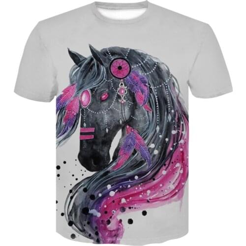 New Summer T Shirt Men/women Streetwear t shirt Round Neck Short Sleeve Funny Animal Clothes Tops Run Horse 3D Print Tshirt