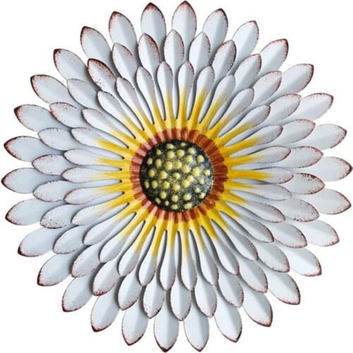 Living Room Sofa Background Wall Decoration Art Nordic Yellow White Blue Household Products Iron Metal Flower
