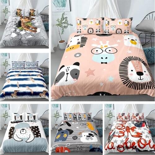 Hot Seller Cartoon Animals Bedding Set Duvet Cover Bohemian Bedspreads For Adults Kids Bedclothes