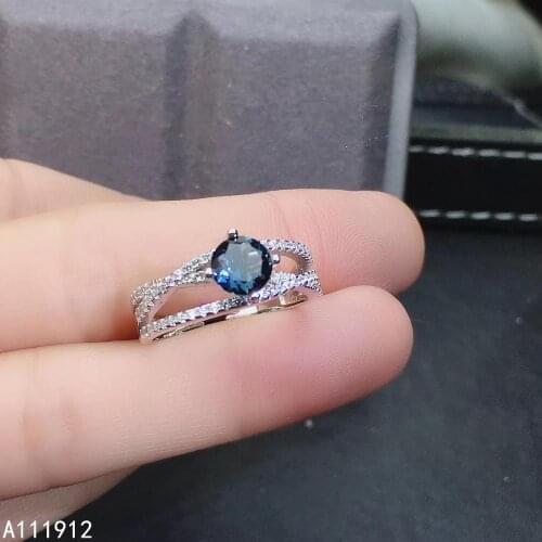 KJJEAXCMY fine jewelry natural blue topaz 925 sterling silver new women ring support test elegant