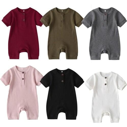 Newborn Kids Baby Boy Girl Summer Short Sleeve Knitted Romper Jumpsuit One-Piece Sunsuit Baby Rompers Clothes