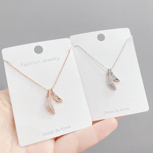 Leaf Micro Inlaid Zircon Necklace Simple Clavicle Chain Pendant Girl Heart Japanese and Korean Temperament All-Match Jewelry