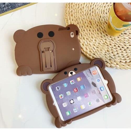 Soft Silicone Cover case for IPad 2 3 4 Mini 1 2 3 4 5 Cute Cartoon Bear Case for iPad 9.7 10.2 Pro 9.7 10.5 11 Air 1 2 3 Funda