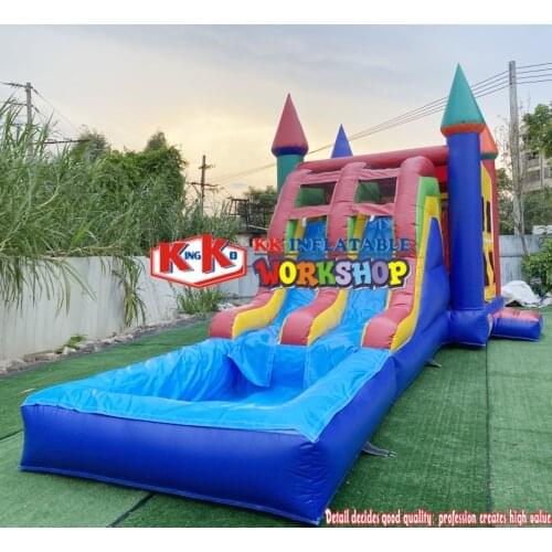 Girls inflatable bounce castle combo, jumping inflatable Castle with water pool for kids
