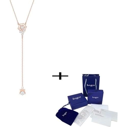 New Accurate Y Necklace Rose Gold Spider Decoration and Long Chain Crystal Women Jewelry Romantic Gift