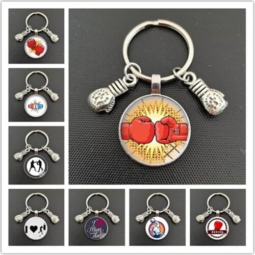 New Sport I Love Boxing Gloves Key Chain Kicking Boxing Pendant Boxing DIY Keychain Gift for Boxing Lovers