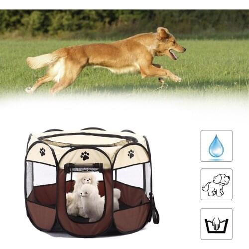 Portable Folding Pet Carrier Tent Dog House Playpen Cage Dog Easy Operation Octagon Fence Breathable Cat Tent