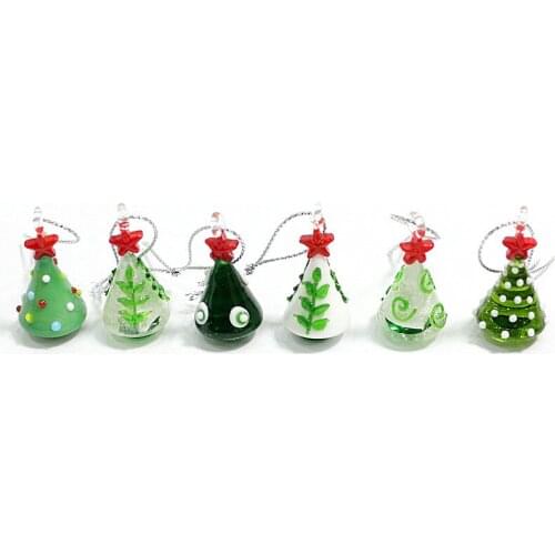 Hanging Handmade Silver Foil Glass Christmas Tree Ornaments Creative Cute Mini Pendant Home Garden Party Xmas Decor Accessories