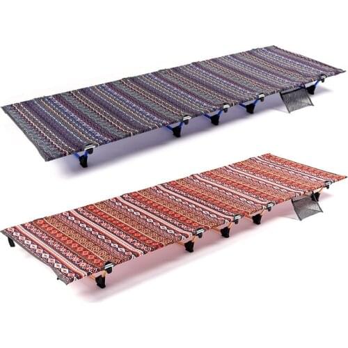 Outdoor Camping Bed Portable Folding Bed Backpacking Hiking Picnic Beach Camping Cots Aluminum Alloy Fishing Sleeping Bed Pad