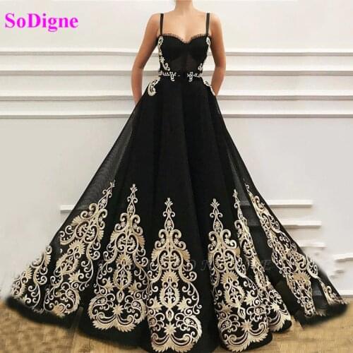SoDigne Charming Evening dresses Champagne Lace Appliques Straps Sweetheart Women Prom Formal Gown Long robe de soiree