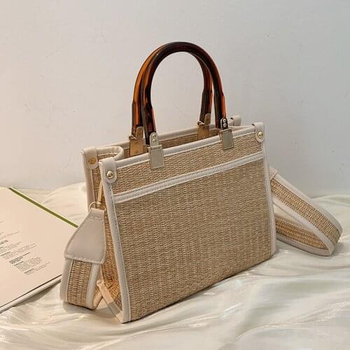 2021 new trendy large-capacity messenger bag summer portable tote bag fashion straw bag