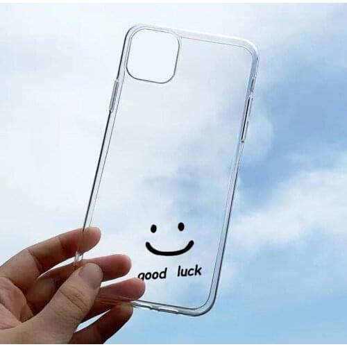 Smiley Good Luck Camera Protection Phone Cases For iPhone XR XS Max X 11 12 Pro Max 8 7 6S Plus Mini SE2 Clear Shockproof Cover