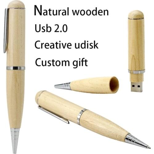 New Arrive High Quality Wooden Ballpoint Pen Shape USB Flash Drives Pen Drive 64GB 32GB 16GB 128GB 4GB Flash Memory Stick