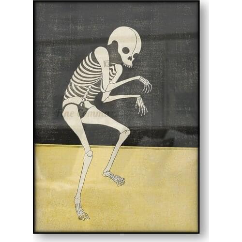Japanese Art Vintage Poster Skeleton Canvas Print Katsukawa Shunsho Asian Art Human Anatomy Wall Art Monk Ghost Home Decor