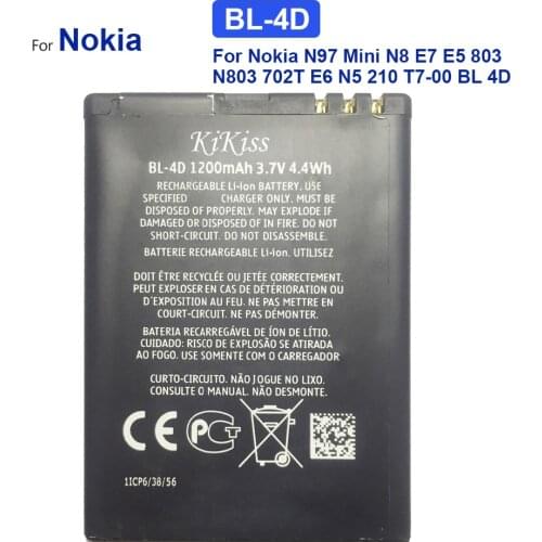 Replacement Cell Phone Battery BL-4D 1200mAh For Nokia N97 Mini N8 E7 E5 803 N803 702T E6 N5 210 T7-00 BL 4D