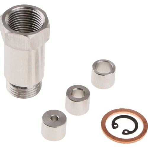 Replacement 1 Set Car Stainless Steel M18x1.5mm O2 Oxygen Sensor Bung Extension Spacer Adapter Kits Silver