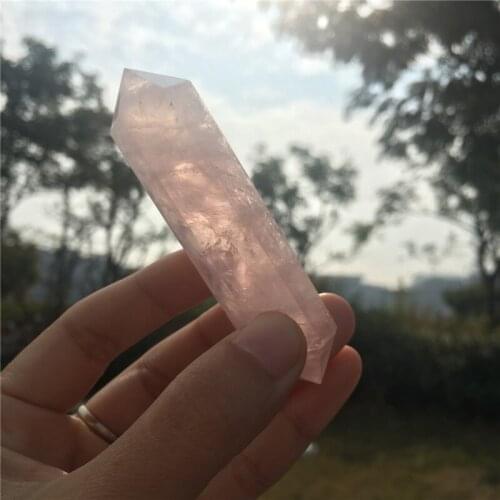 1pcs 100% nice natural rose quartz crystal double terminated point rock healing crystals mineral gemstone spirituality tower