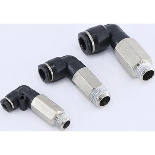 1pc Pneumatic Component Fitting PLL4/6/8/10/12 mm series Black pneumatic quick plug connector elbow with long thread