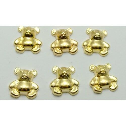 100 Gold Tone Metallic Acrylic Bear Studs 12X11mm No Hole Cell Phone Deco