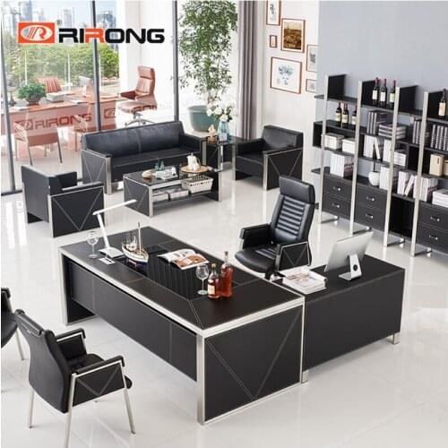 160 180cm Black Gray Blue Red Modern Design Leather Wooden Furniture Small Steel Office Study Room Office Manager Table Desk